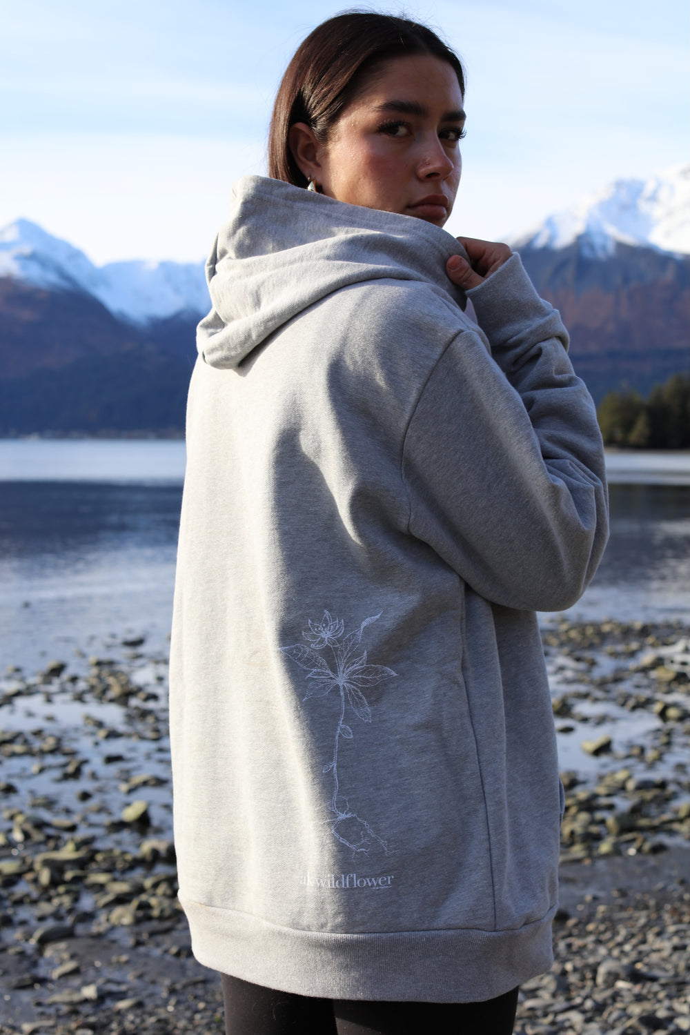 Heather Gray AK Wildflower 100% Cotton Heavyweight Pullover $88.00