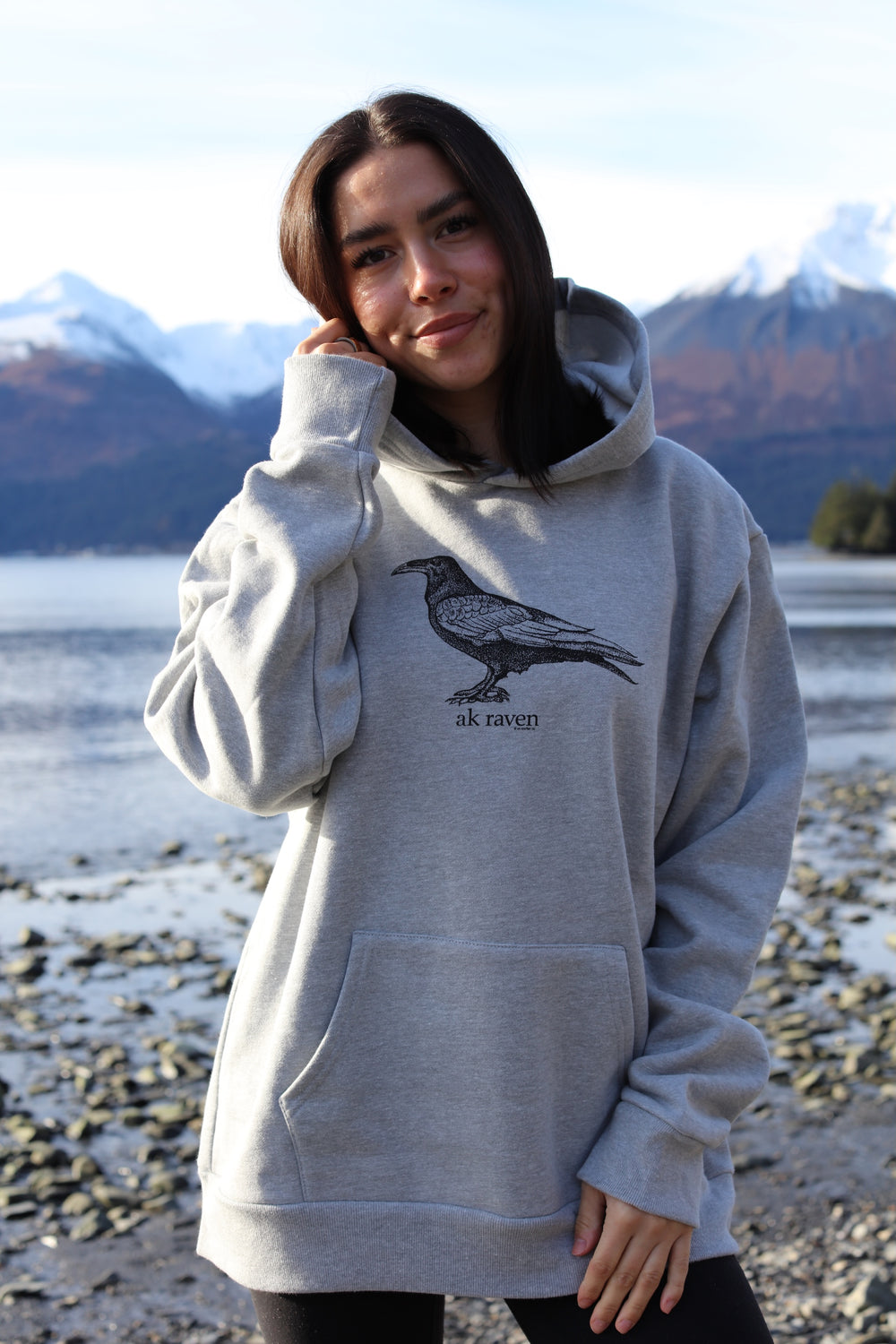 Heather Gray AK Raven 100% Cotton Heavyweight Pullover $88.00