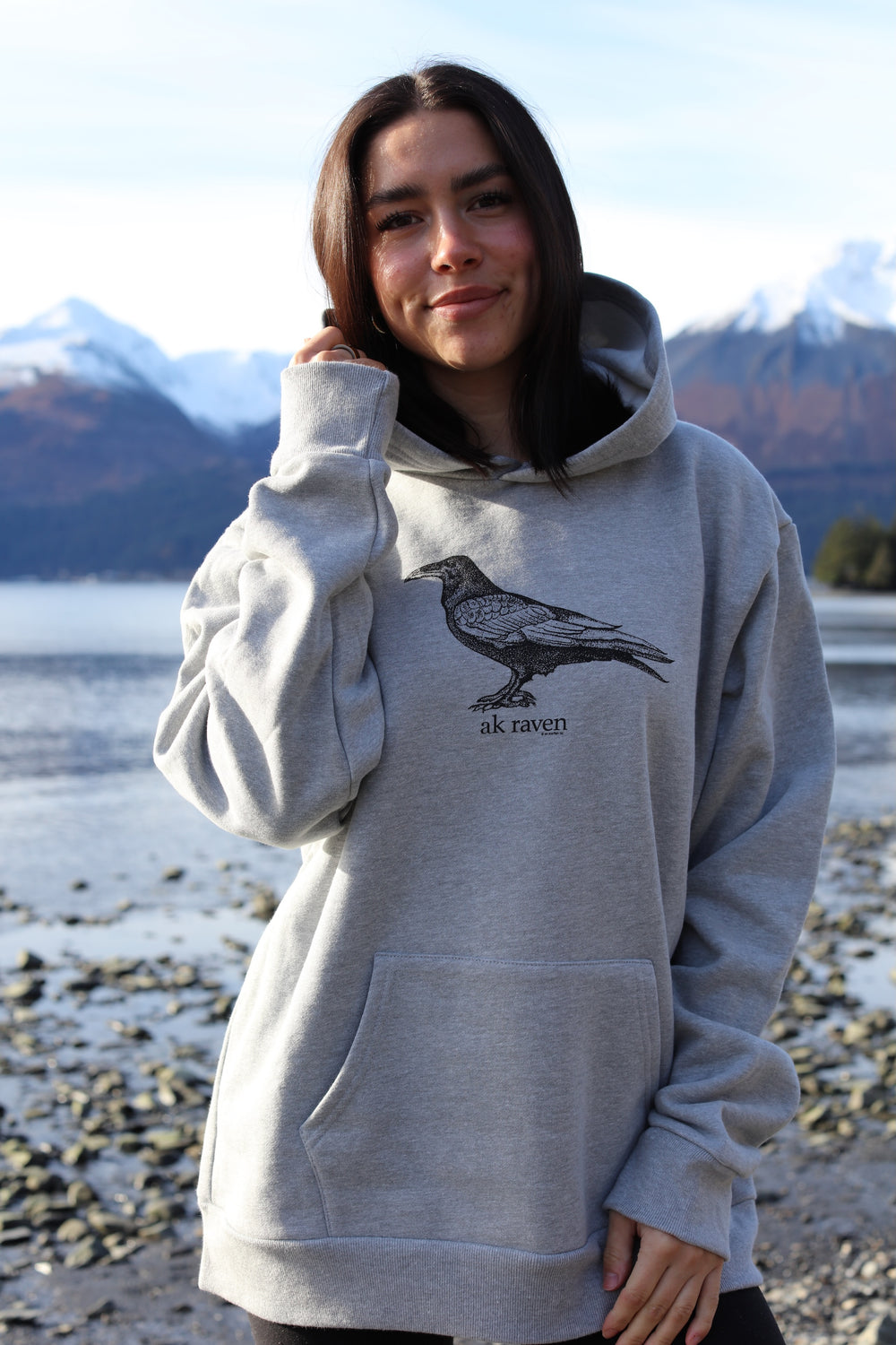 Heather Gray AK Raven 100% Cotton Heavyweight Pullover $88.00