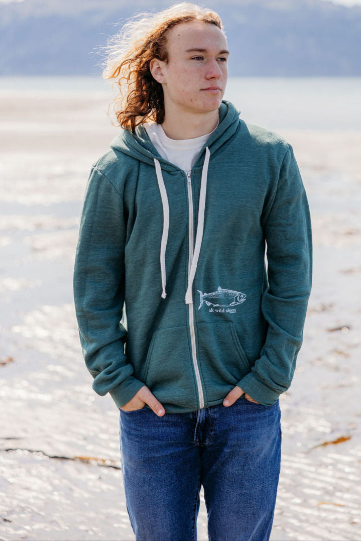 Hemlock AK Wild Salmon Triblend Zipped Hoody $73.00