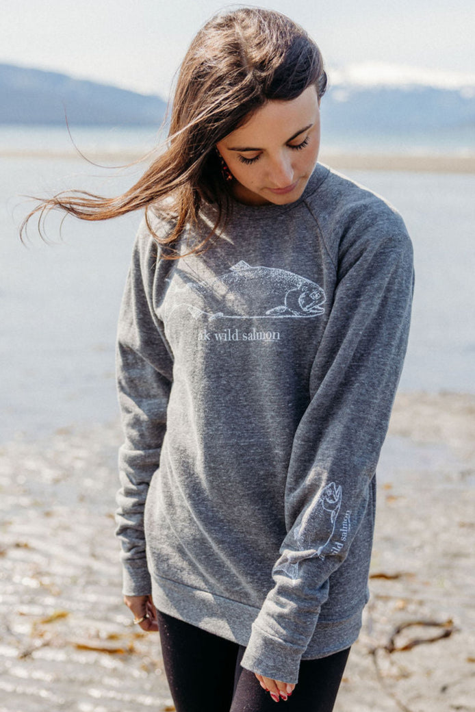 Shale AK Wild Salmon Triblend Crewneck $65.00