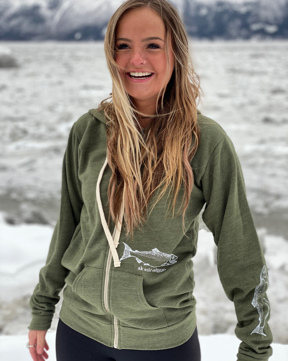Seaweed AK Wild Salmon Triblend Zipped Hoody $73.00