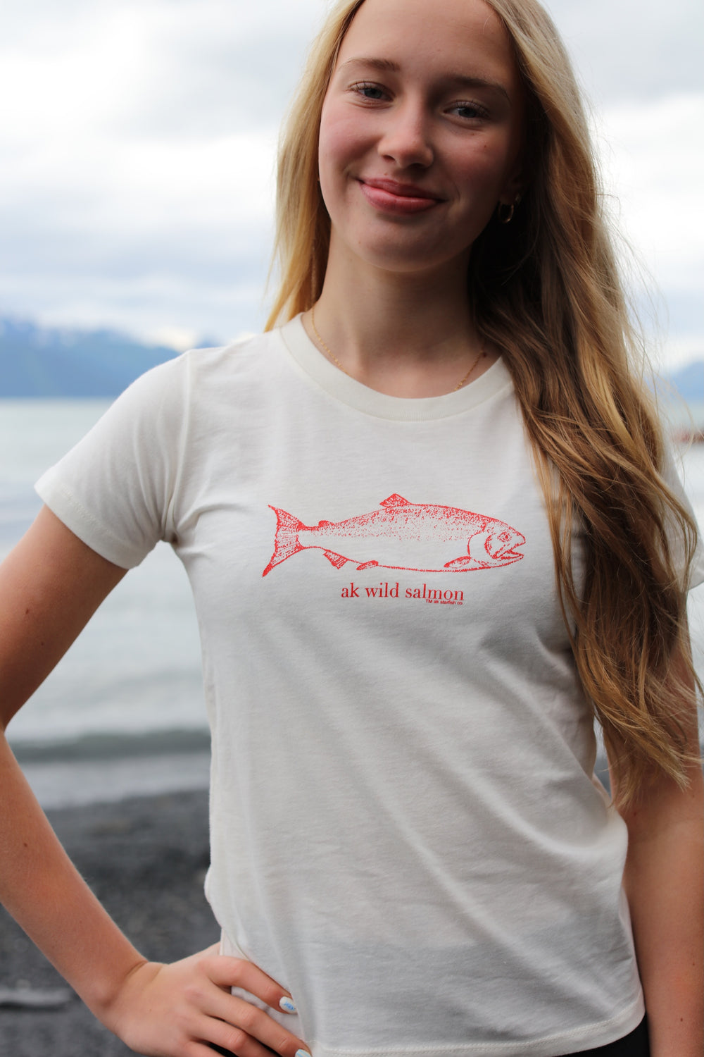 Shell AK Wild Salmon Women's Fitted 100% Organic Cotton Short Sleeve Tee $30.00