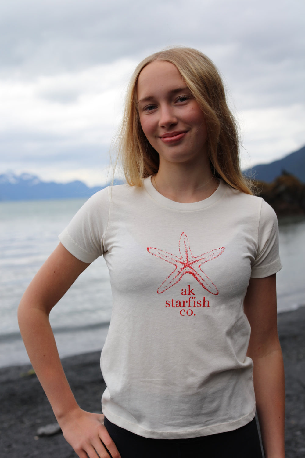 Shell AK Starfish Co. Women's Fitted 100% Organic Cotton Short Sleeve Tee $30.00