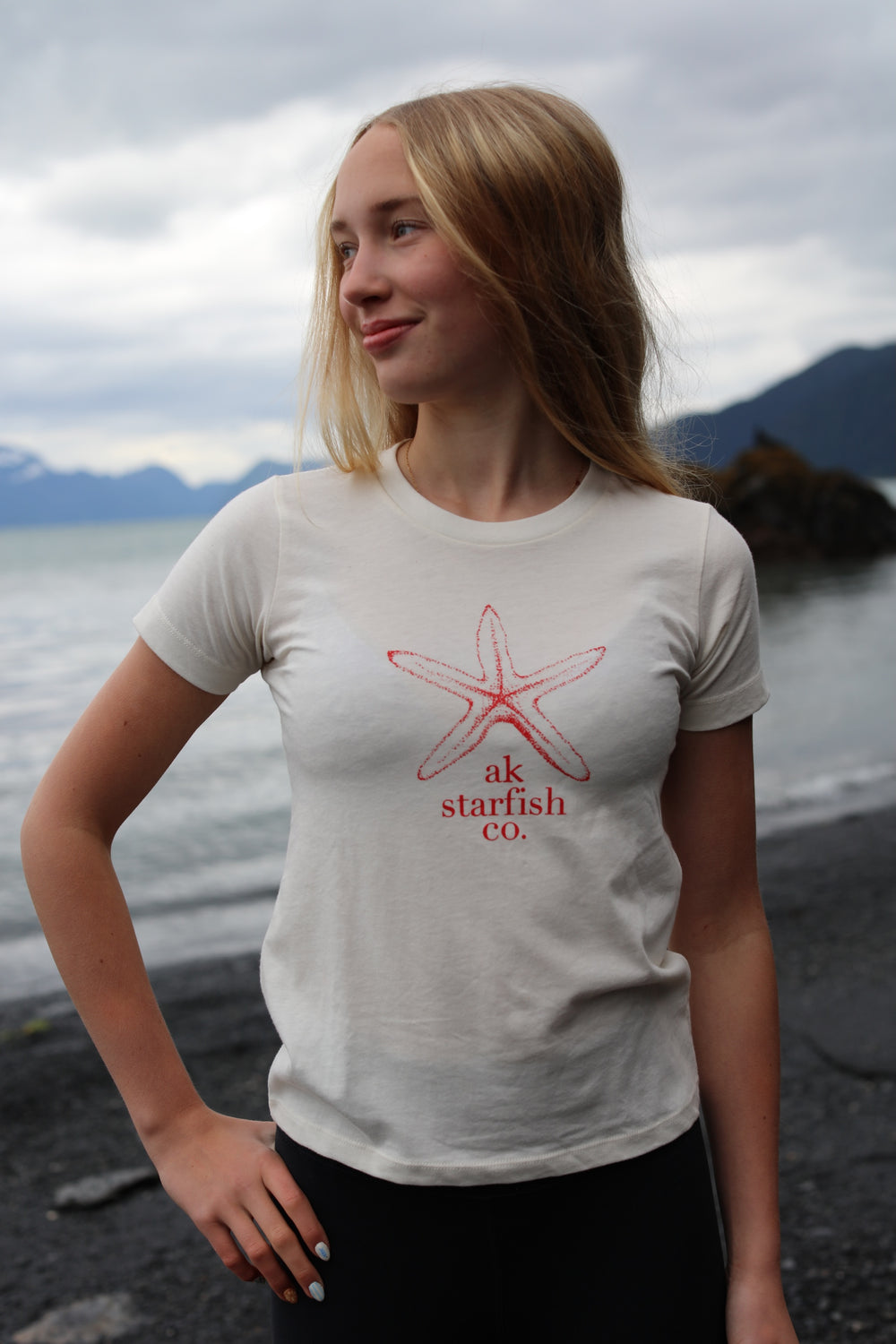 Shell AK Starfish Co. Women's Fitted 100% Organic Cotton Short Sleeve Tee $30.00