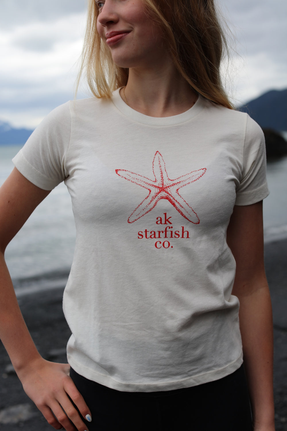 Shell AK Starfish Co. Women's Fitted 100% Organic Cotton Short Sleeve Tee $30.00