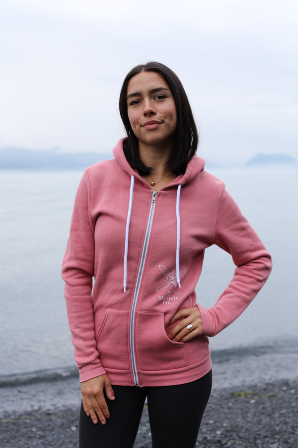 Winter Pink AK Starfish Co. 50/50 Zipped Hoody $69.00