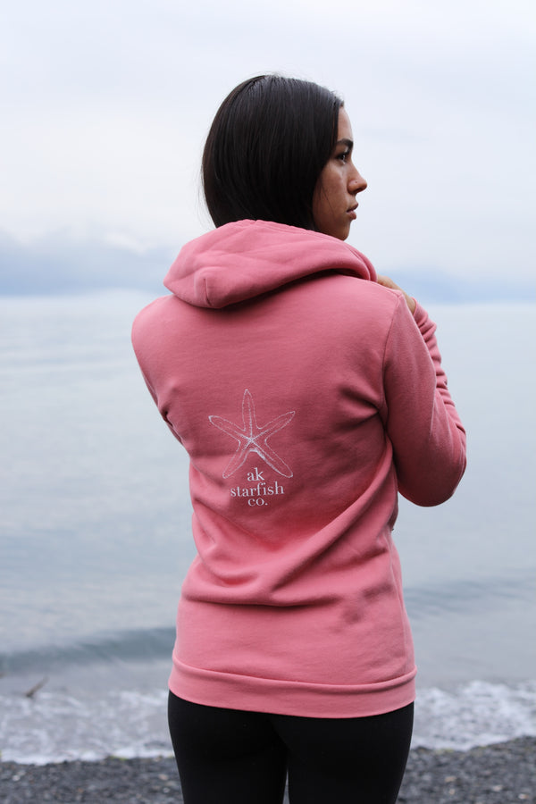 Winter Pink AK Starfish Co. 50/50 Zipped Hoody $69.00