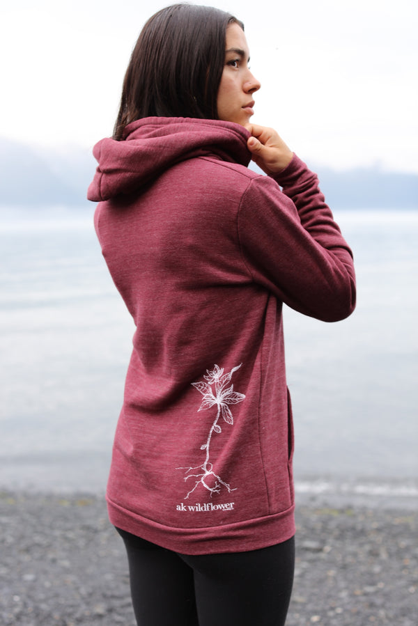 Beach Rose AK Wildflower Triblend Zipped Hoody $69.00