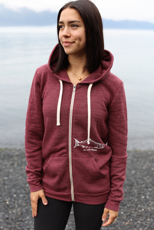 Beach Rose AK Wild Salmon Tri Blend Zipped Hoody $69.00