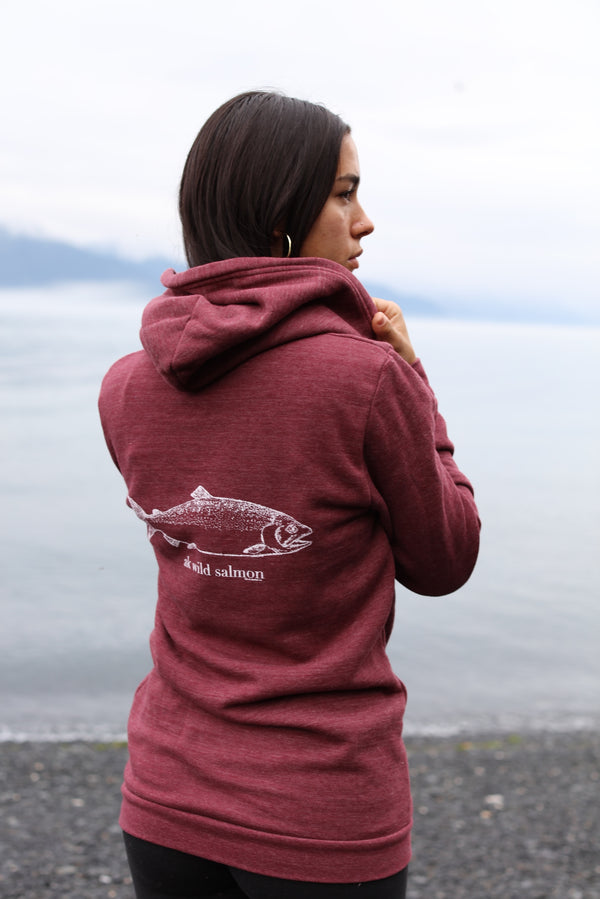 Beach Rose AK Wild Salmon Tri Blend Zipped Hoody $69.00