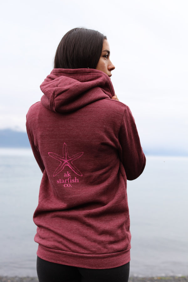 Beach Rose AK Starfish Co. Tri Blend Zipped Hoody $69.00