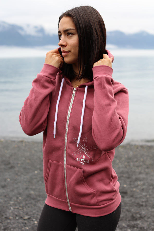 Wild Rose AK Starfish Co. 50/50 Zipped Hoody $69.00