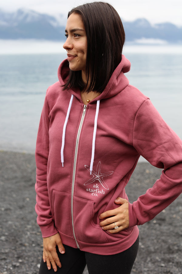 Wild Rose AK Starfish Co. 50/50 Zipped Hoody $69.00