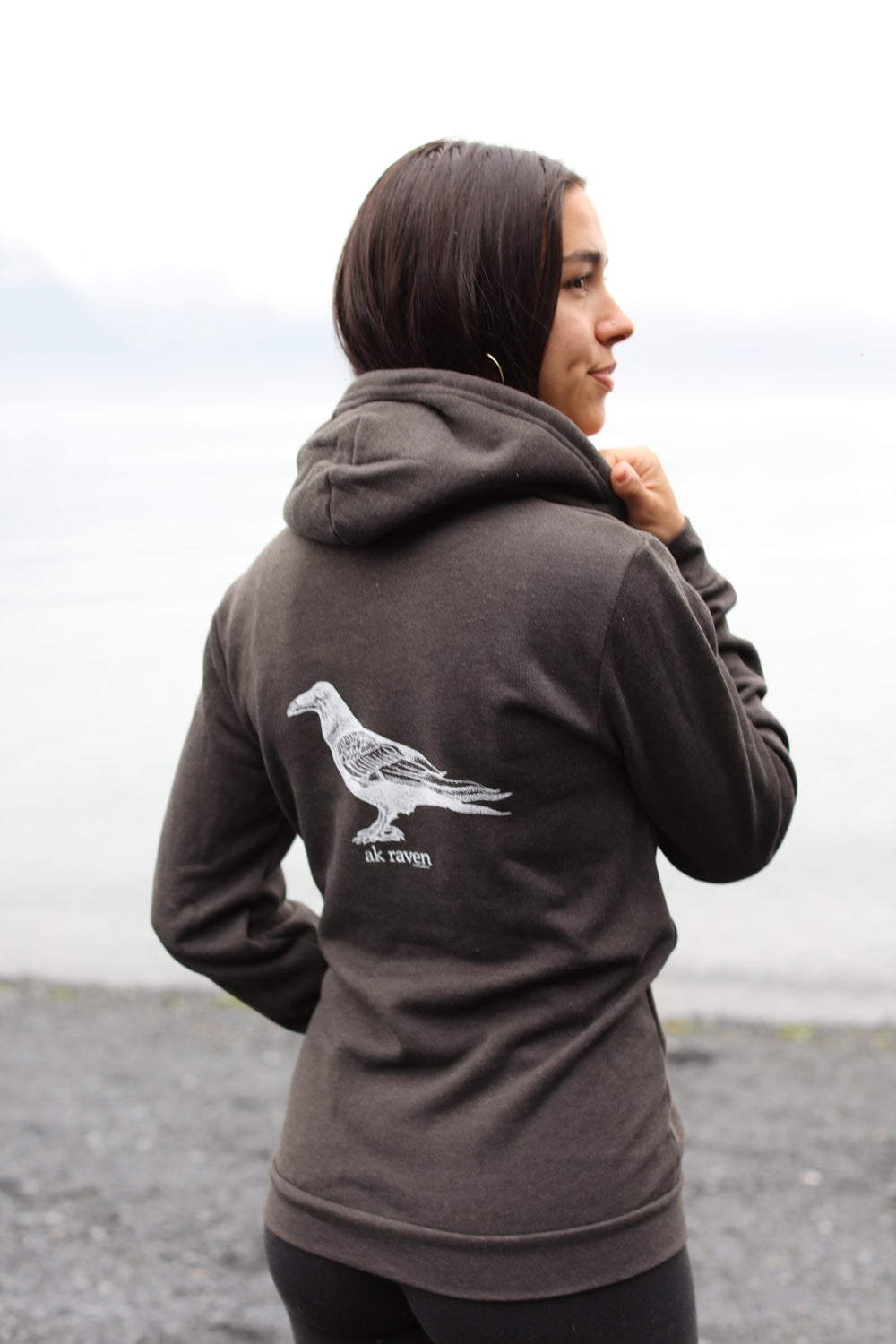 Heathered Black AK Raven 50/50 Zipped Hoody $69.00
