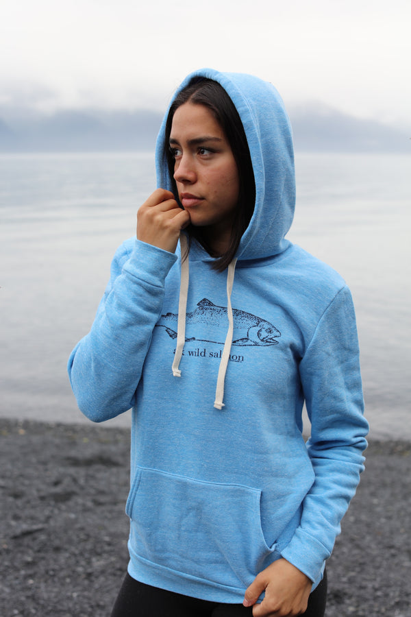 Forgetmenot Blue AK Wild Salmon Triblend Pullover Hoody