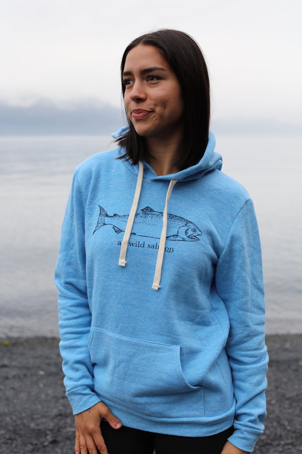 Forgetmenot Blue AK Wild Salmon Triblend Pullover Hoody