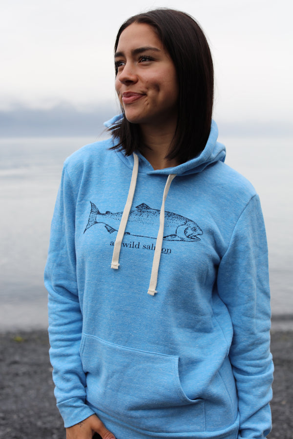 Forgetmenot Blue AK Wild Salmon Triblend Pullover Hoody