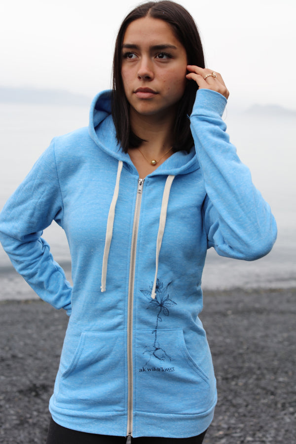 Forgetmenot Blue AK Wildflower Triblend Zipped Hoody