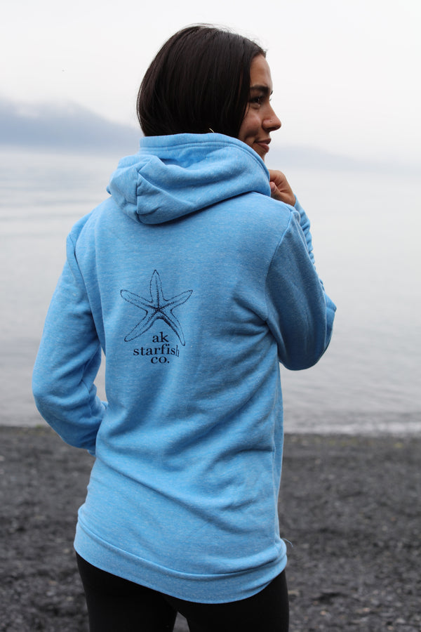 Forgetmenot Blue AK Starfish Co. Triblend Zipped Hoody