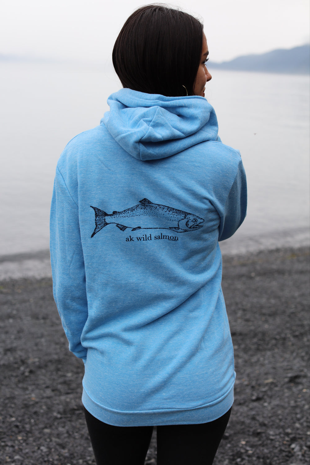 Forgetmenot Blue AK Wild Salmon Triblend Zipped Hoody