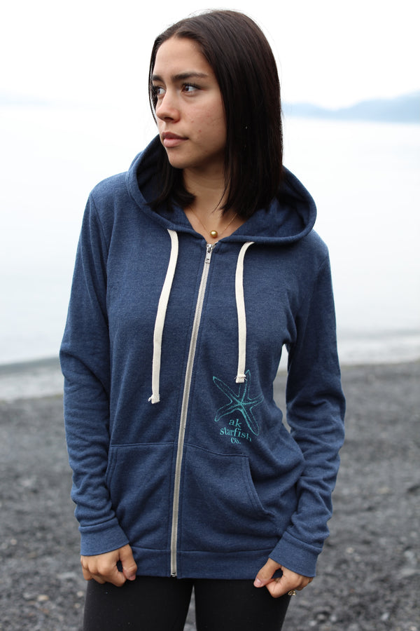 Nautical AK Starfish Co. Unisex Triblend Zipped Hoody
