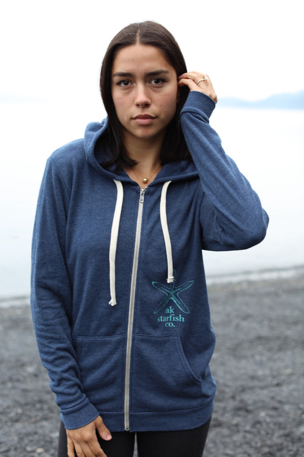 Nautical AK Starfish Co. Unisex Triblend Zipped Hoody