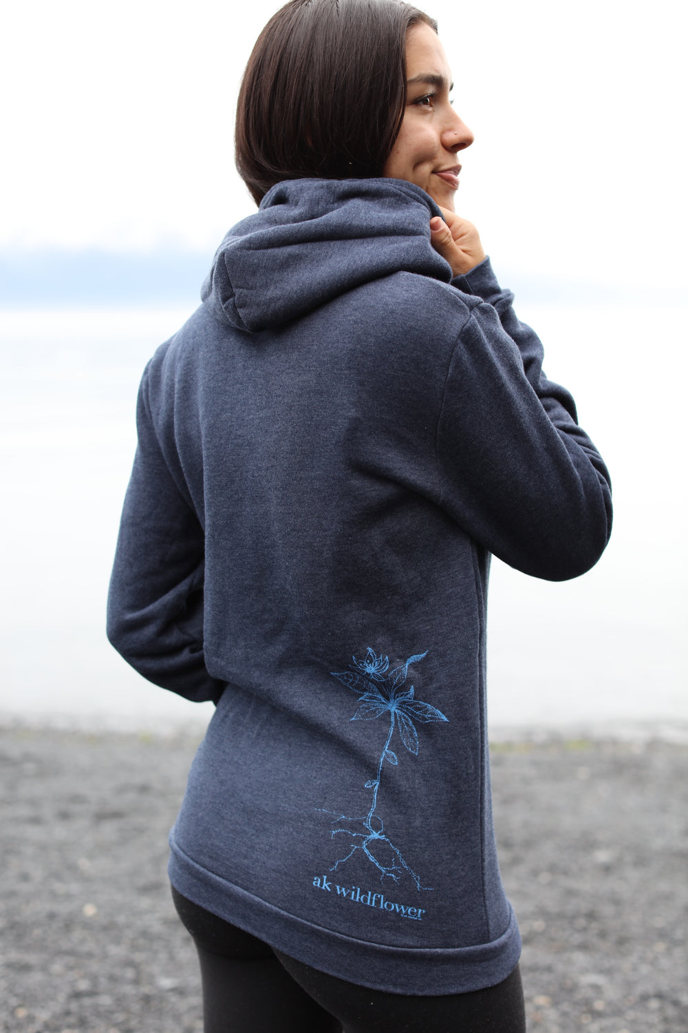 Heathered Midnight AK Wildflower 50/50 Zipped Hoody $69.00