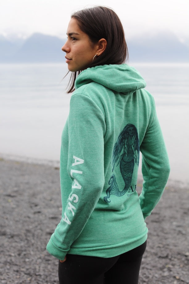 Beach Grass AK Mermaid with ALASKA Sleeve Triblend Zipped Hoody $69.00