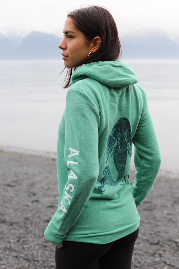 Beach Grass AK Mermaid with ALASKA Sleeve Triblend Zipped Hoody $69.00