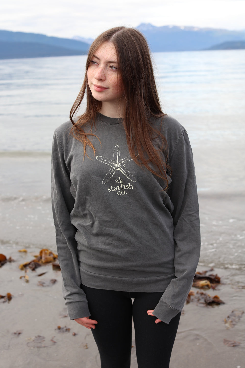 Shale AK Starfish Co. 100% Cotton Crewneck $60.00