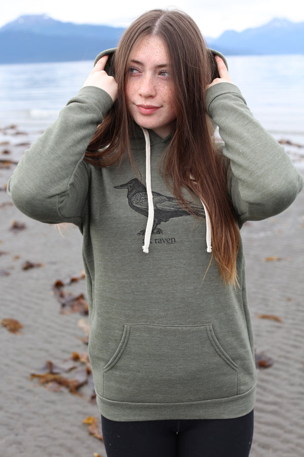 Seaweed Black Ink AK Raven Triblend Pullover Hoody $68.00
