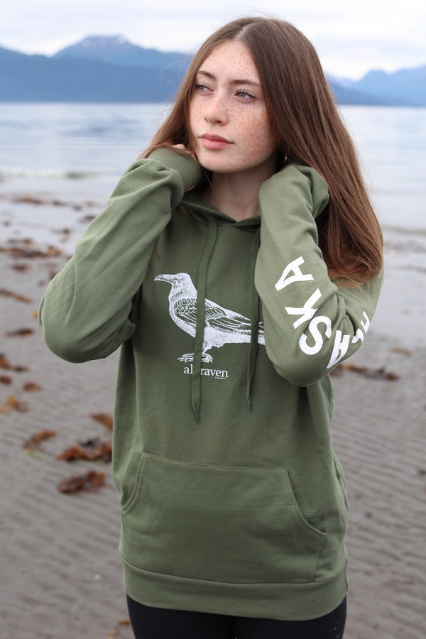 Fiddlehead AK Raven With White Ink 100% Cotton Pullover $68.00