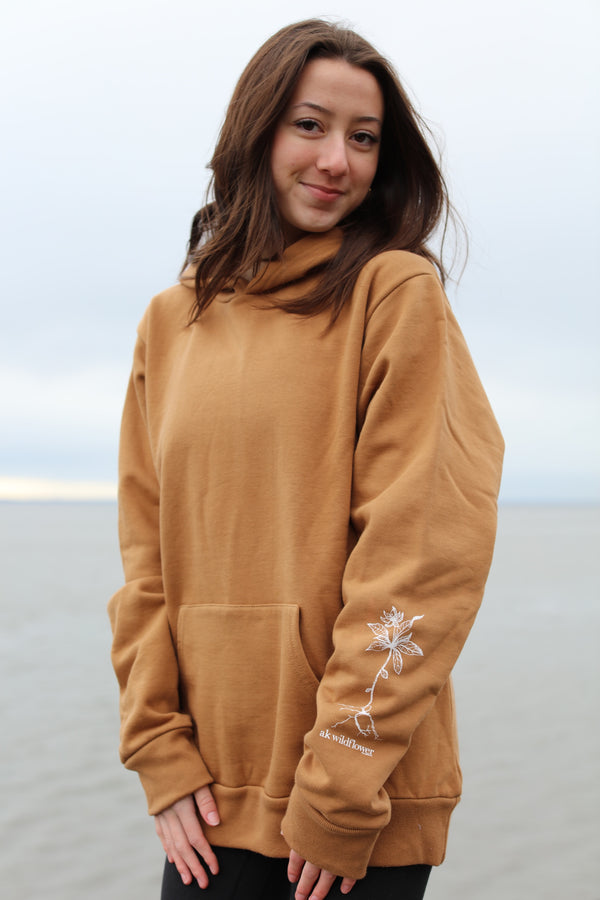 AK Wildflower Design in Kelp 100% Cotton Heavyweight Pullover $88.00