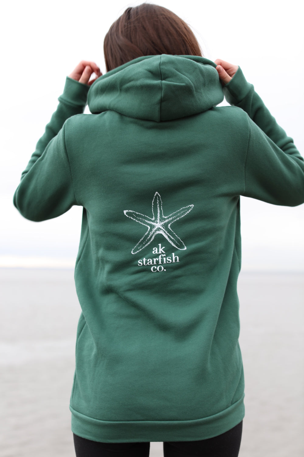 Marine White Ink AK Starfish Co. 50/50 Blend Zipped Hoody $73.00