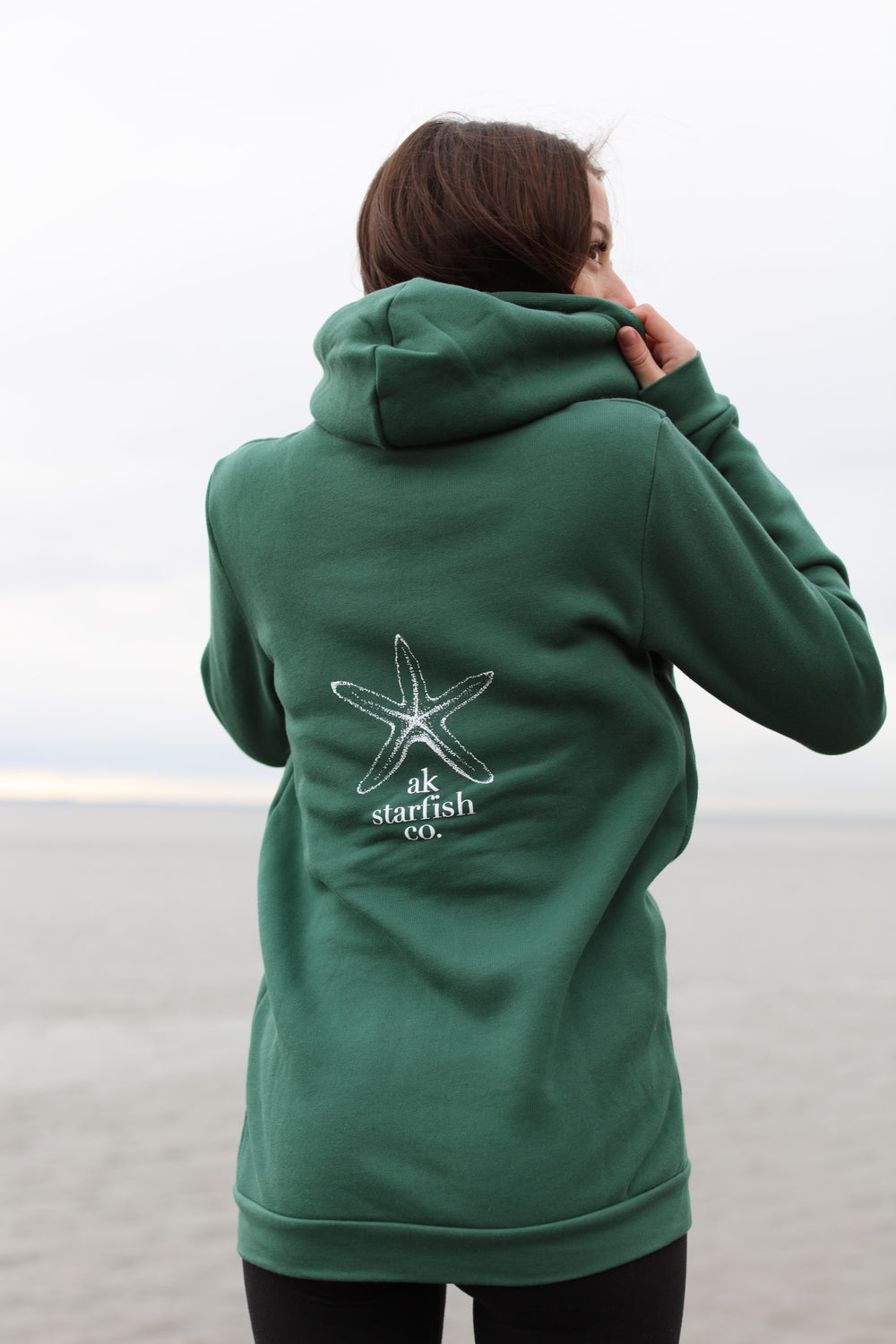 Marine White Ink AK Starfish Co. 50/50 Blend Zipped Hoody $73.00