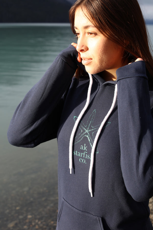 AK Starfish Co. design in Midnight with Boat Ink 50/50 Pullover Hoody $69.00