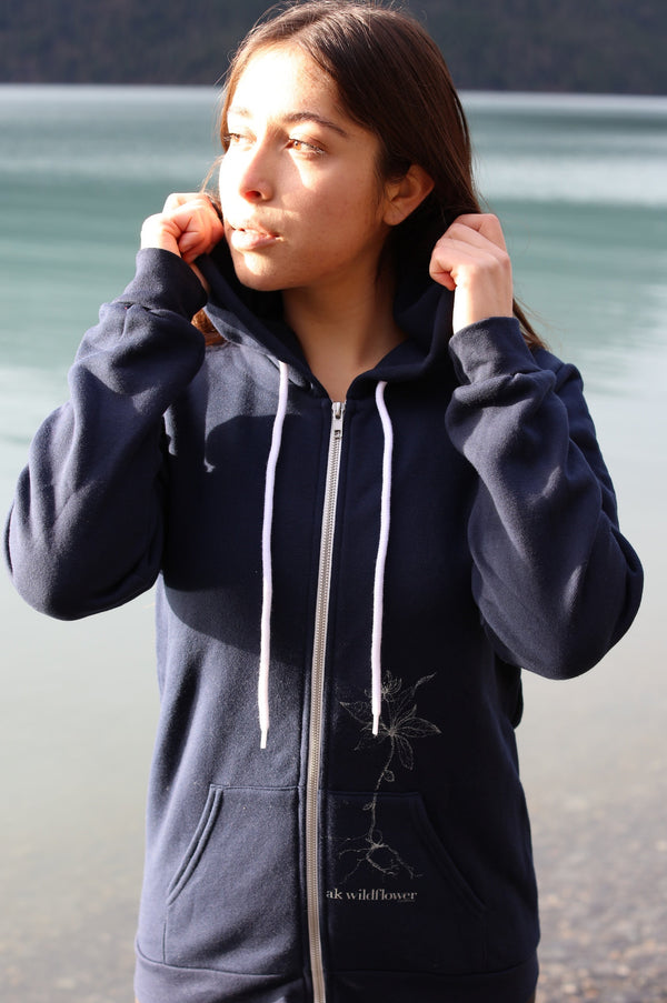 Midnight AK Wildflower 50/50 Zipped Hoody $73.00