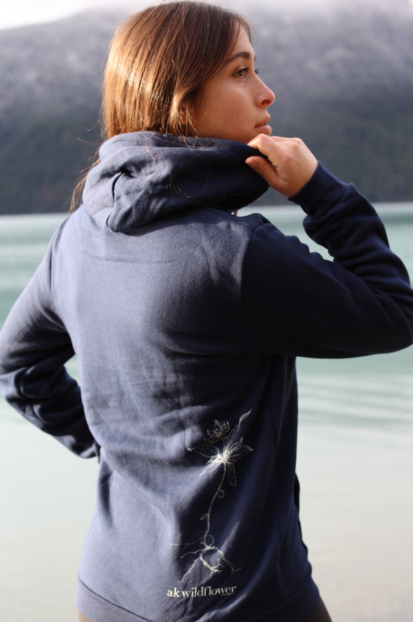 Midnight AK Wildflower 50/50 Zipped Hoody $73.00