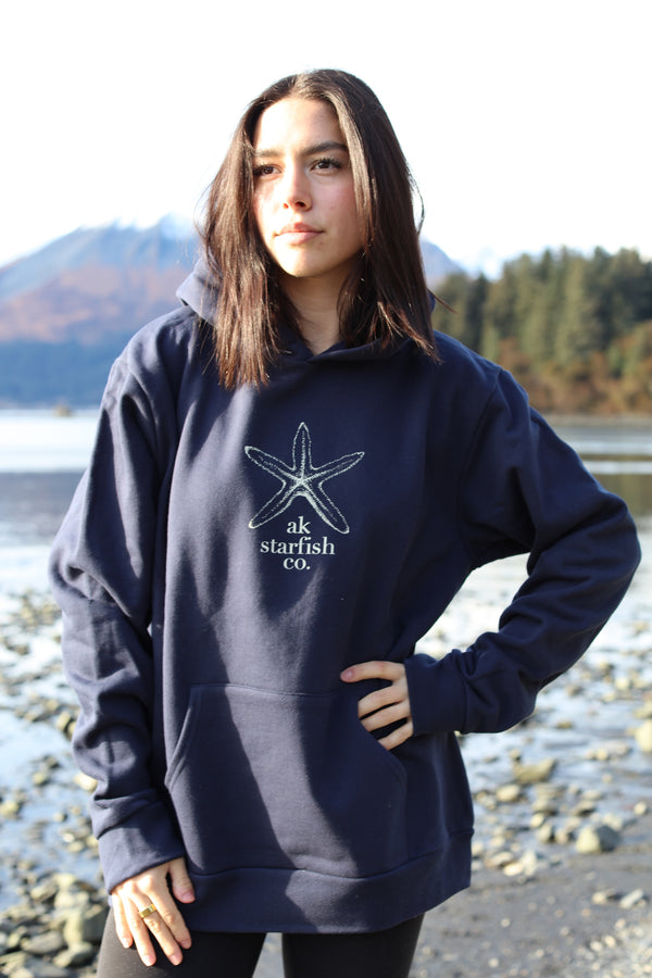 AK Starfish Co. Design in Midnight with Cream Ink 100% Cotton Heavyweight Pullover $88.00