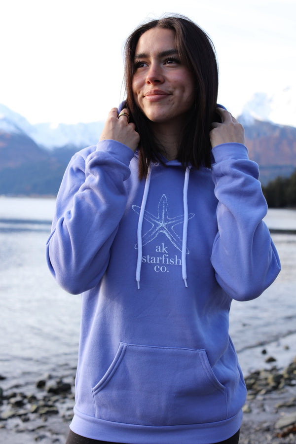 AK Starfish Co. design in Rain 50/50 blend Pullover Hoody $69.00