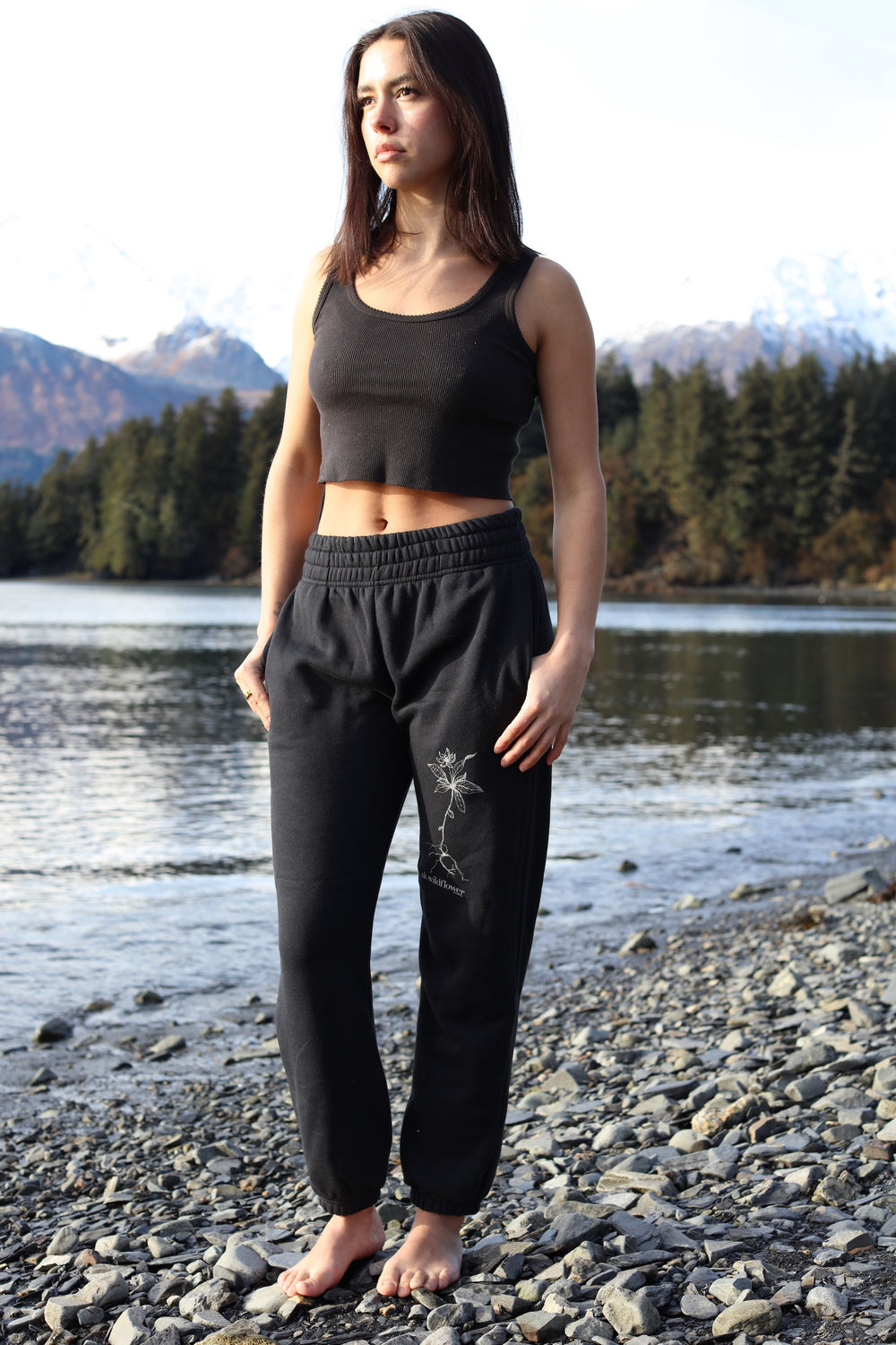 Black AK Wildflower 50/50 Joggers $69.00