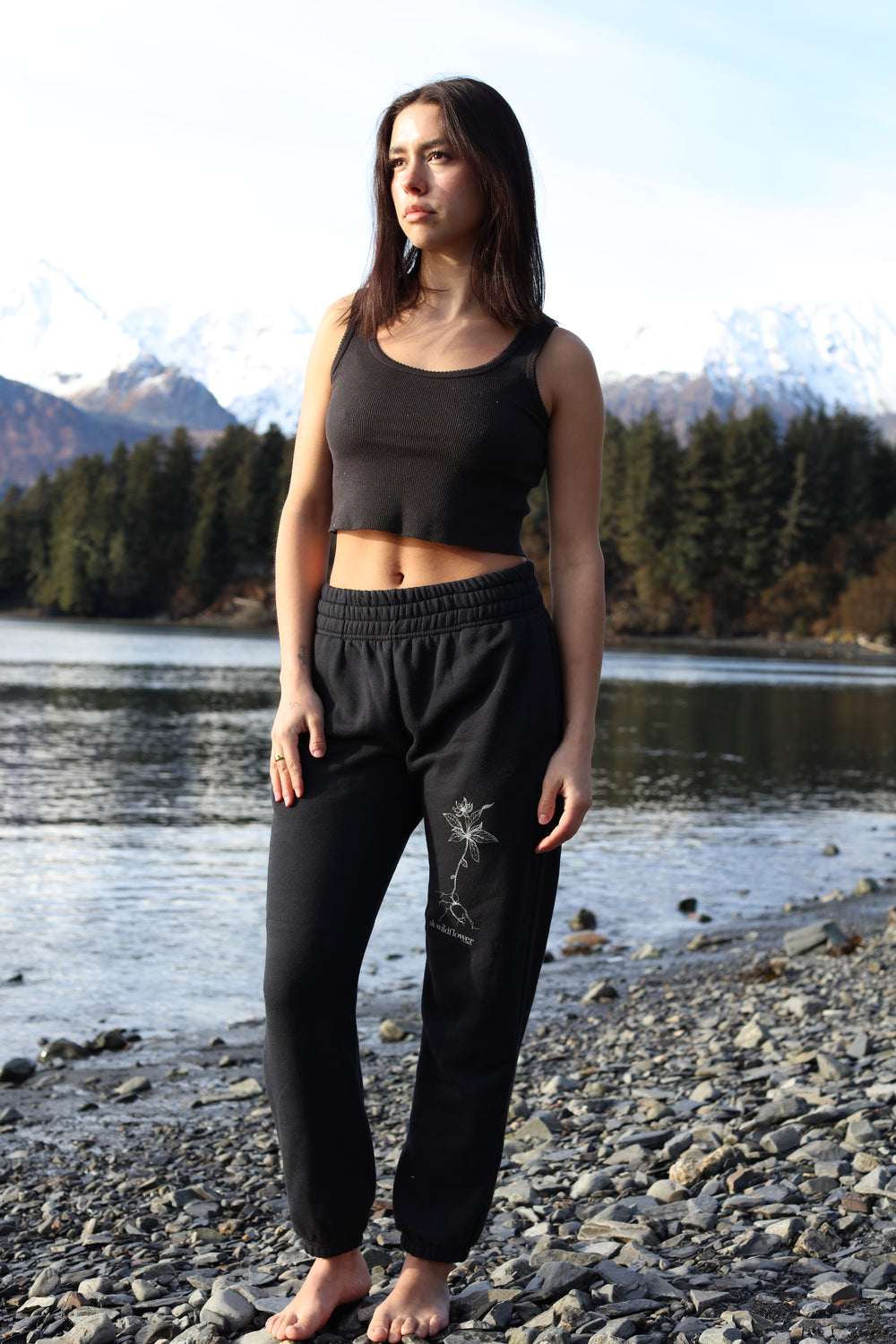 Black AK Wildflower 50/50 Joggers $69.00