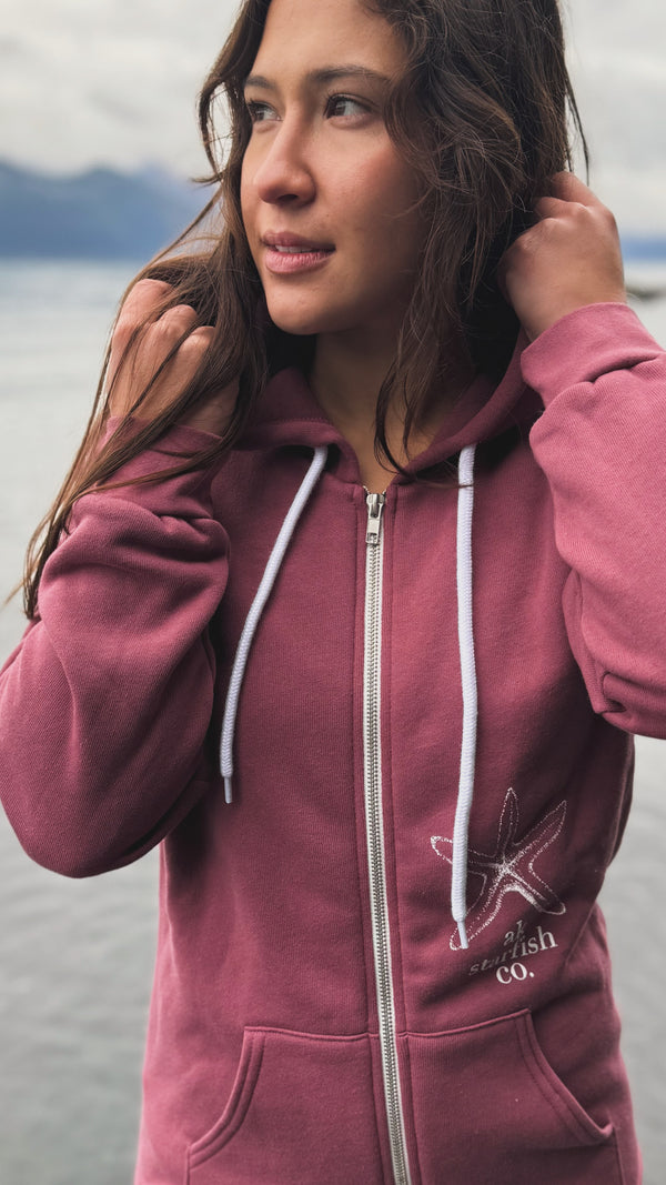Wild Rose AK Starfish Co. 50/50 Zipped Hoody $69.00