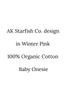 AK Starfish Co. design in Winter Pink 100% Organic Cotton Baby Onesie
