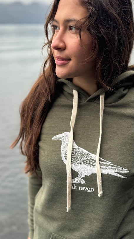 Seaweed White Ink AK Raven Triblend Pullover Hoody $68.00