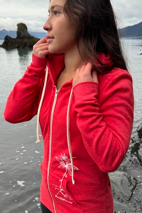 Beach Red AK Wildflower Triblend Zipped Hoody $69.00