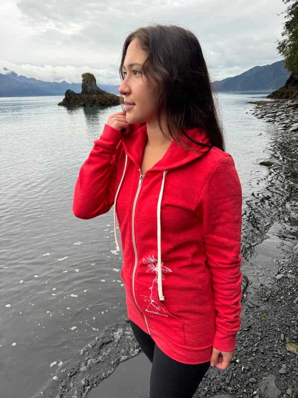 Beach Red AK Wildflower Triblend Zipped Hoody $69.00