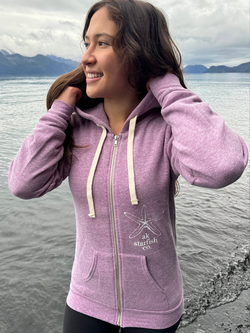 Beach Mussel Shell AK Starfish Co. Triblend Zipped Hoody $69.00