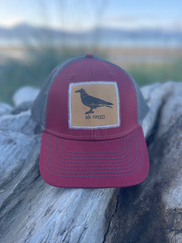 Autumn / Slate AK Raven Patch Hat. $38.00